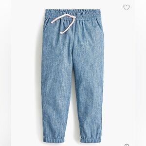 Crewcuts Beach Pants In Chambray Stripe Blue 100% Cotton Girl Size 12